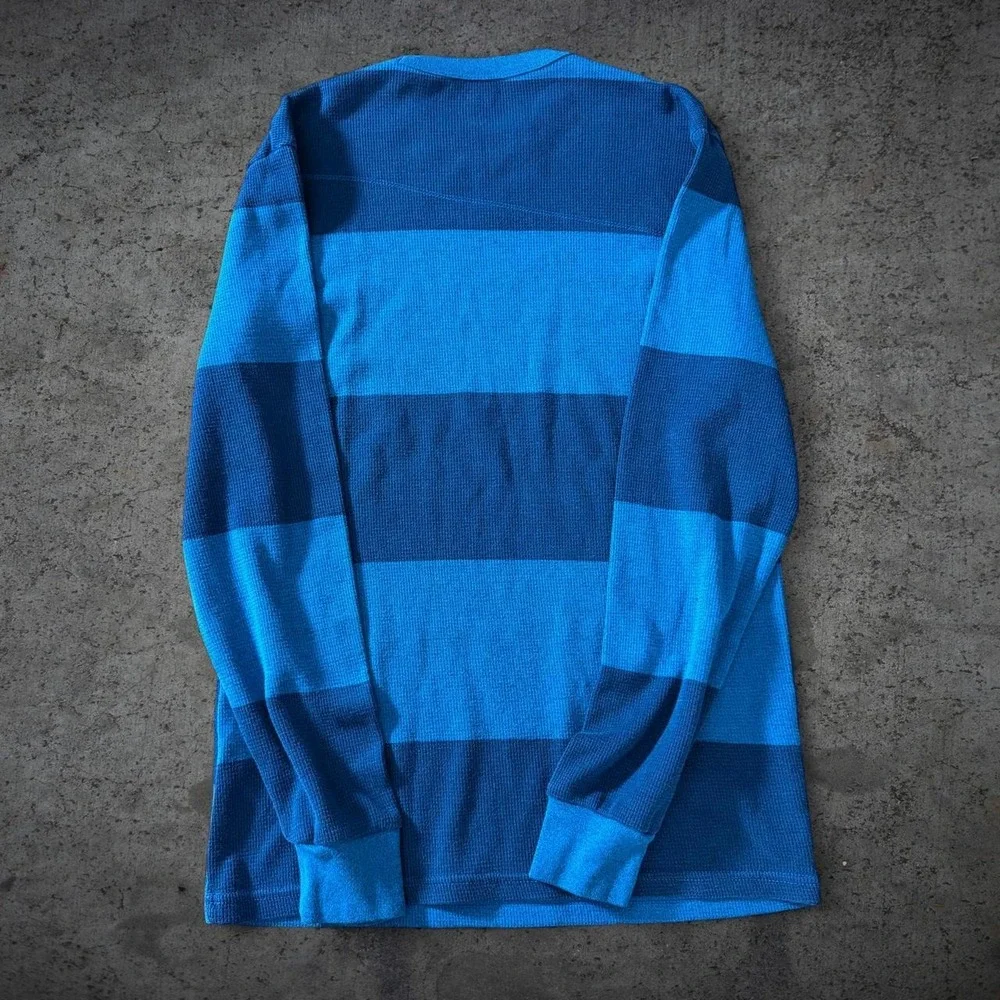 Volcom Skate Striped Waffle Knit Thermal Long Sleeve Shirt Size Medium Y2K Surf